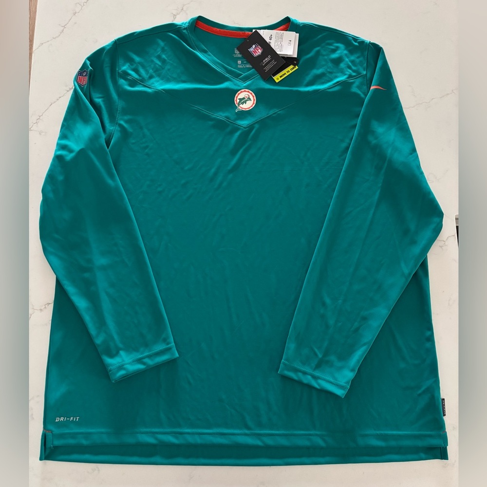 Nike Miami Dolphins Throwback Long Sleeve Shirt UPF 40+ Mens Size 3XL